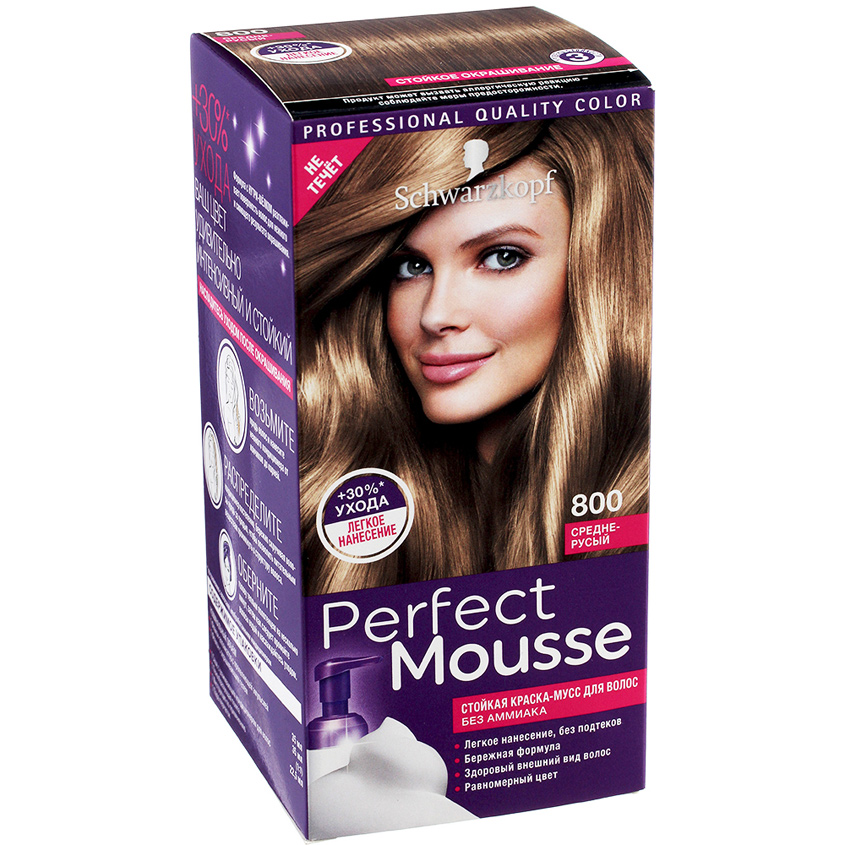 PERFECT MOUSSE Краска-мусс для волос. 800 Средне-русый